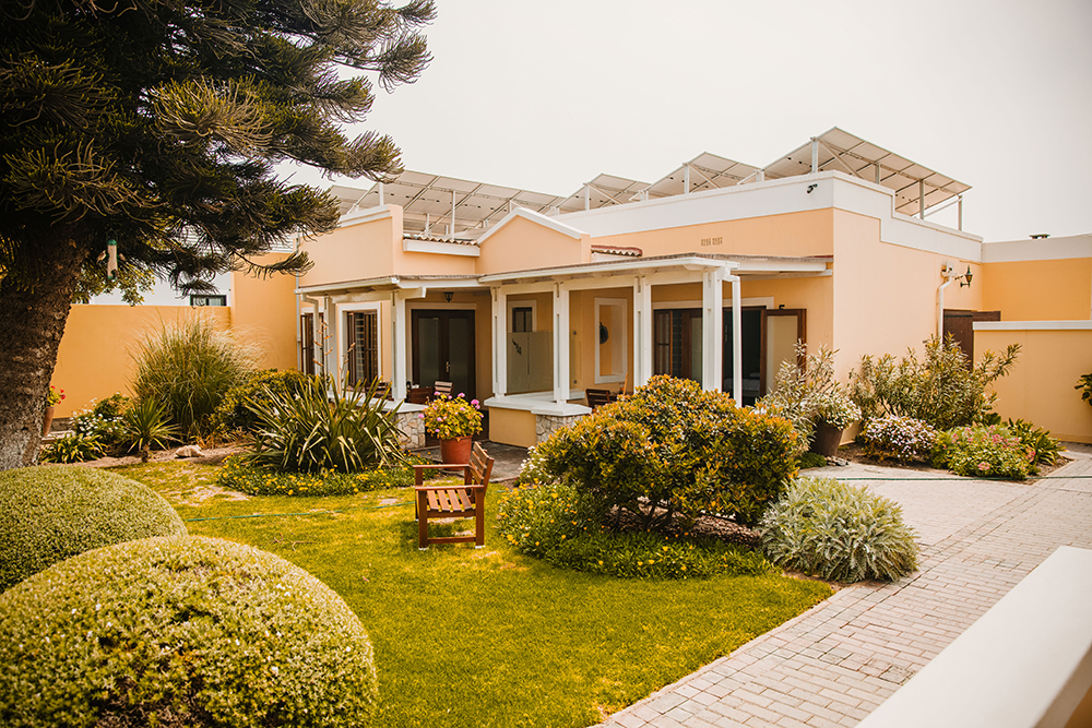 Cornerstone Guesthouse garden entrance in Swakopmund
