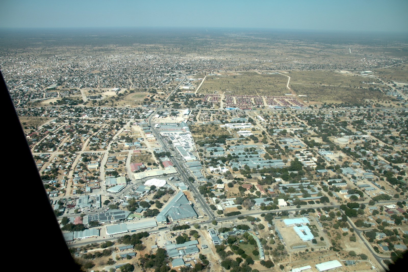 Rundu photographed from the air in 2019. Historic town view.